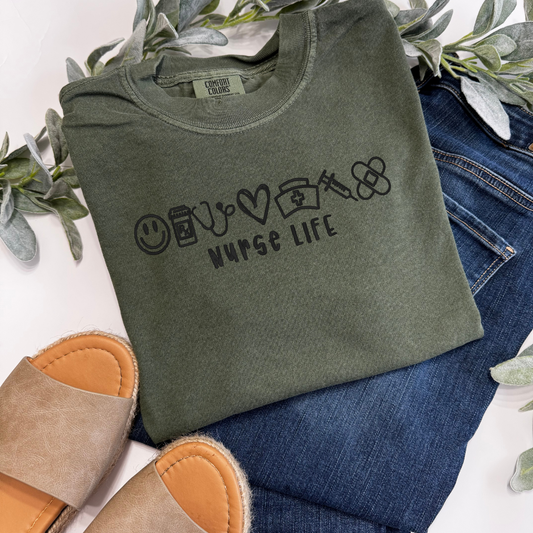 Custom Embroidered Nurse Icons Tee