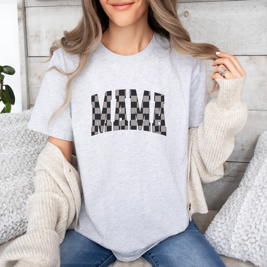 Retro Checkered  Mama T-shirt