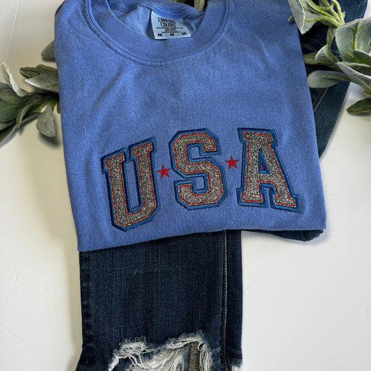 Glitter USA Embroidered Tee