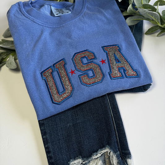 Glitter USA Embroidered Tee