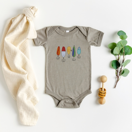 Embroidered Fishing Lure Bodysuit
