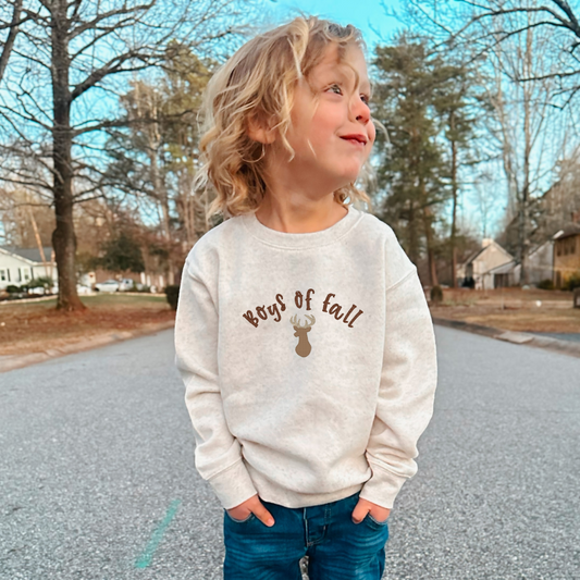 Embroidered Boys Of Fall Toddler Crewneck