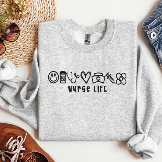 Custom Embroidered Nurse Icons Sweatshirt
