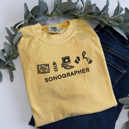 Custom Embroidered Sonographer Icons Tees