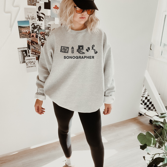Custom Embroidered Sonographer Icons Sweatshirt