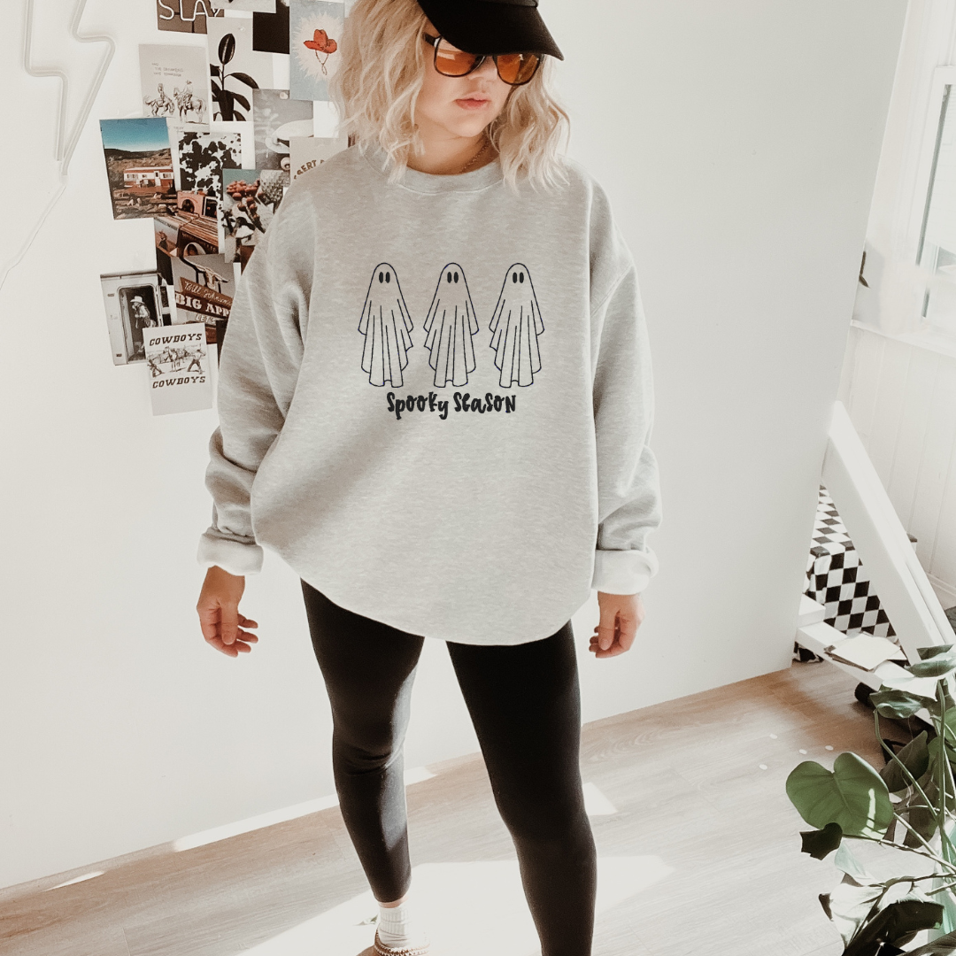 Embroidered Spooky Season Ghost Crewneck