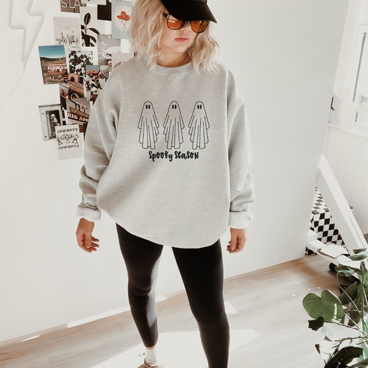 Embroidered Spooky Season Ghost Crewneck