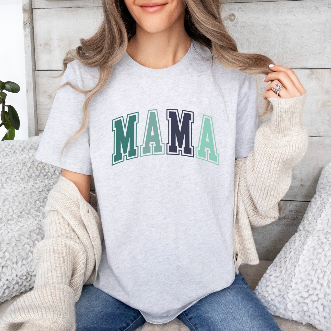 Blue Varsity Mama Tee