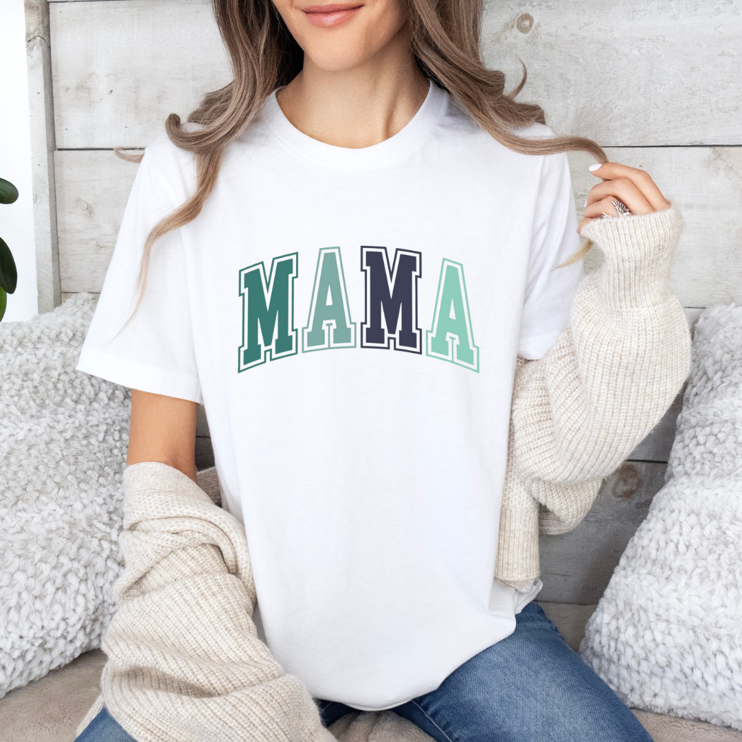 Blue Varsity Mama Tee