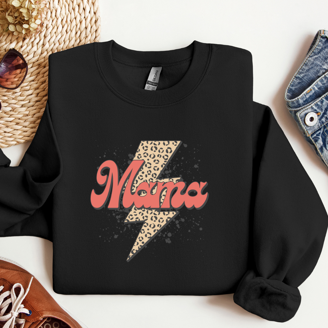 Black Bolted Mama Crewneck