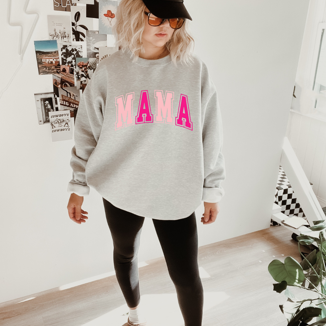 Pink Varsity Mama Crewneck