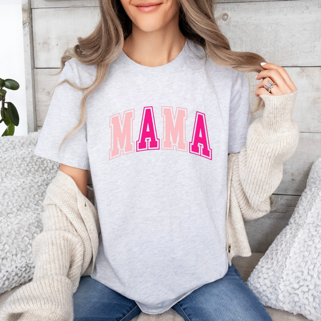 Pink Varsity Mama Tee