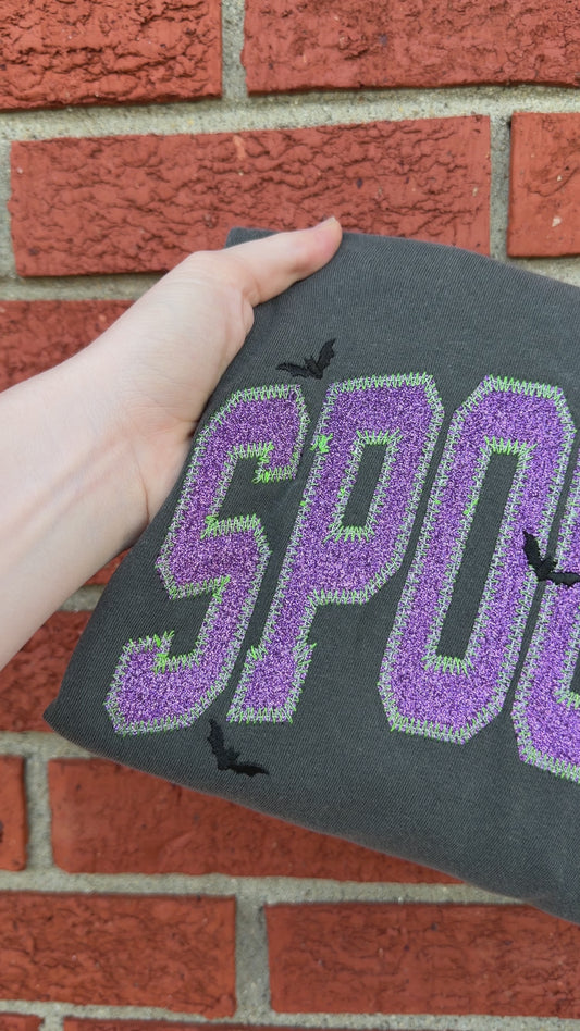 Embroidered Spooky Glitter Top