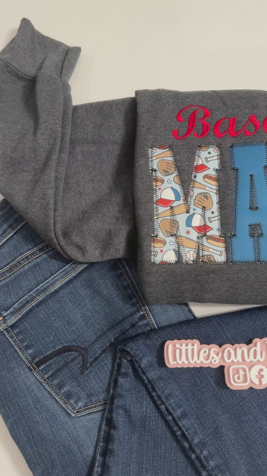 Custom Baseball Applique Crewnecks