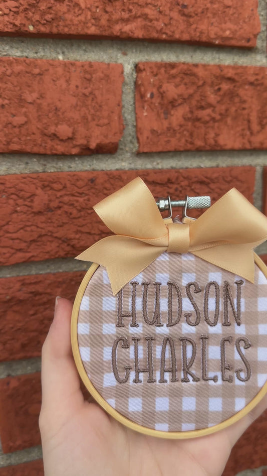 Personalized Gingham Baby Name Sign