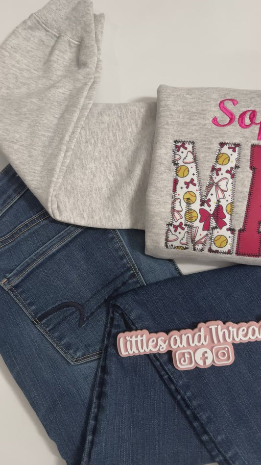 Custom Softball Applique Crewnecks