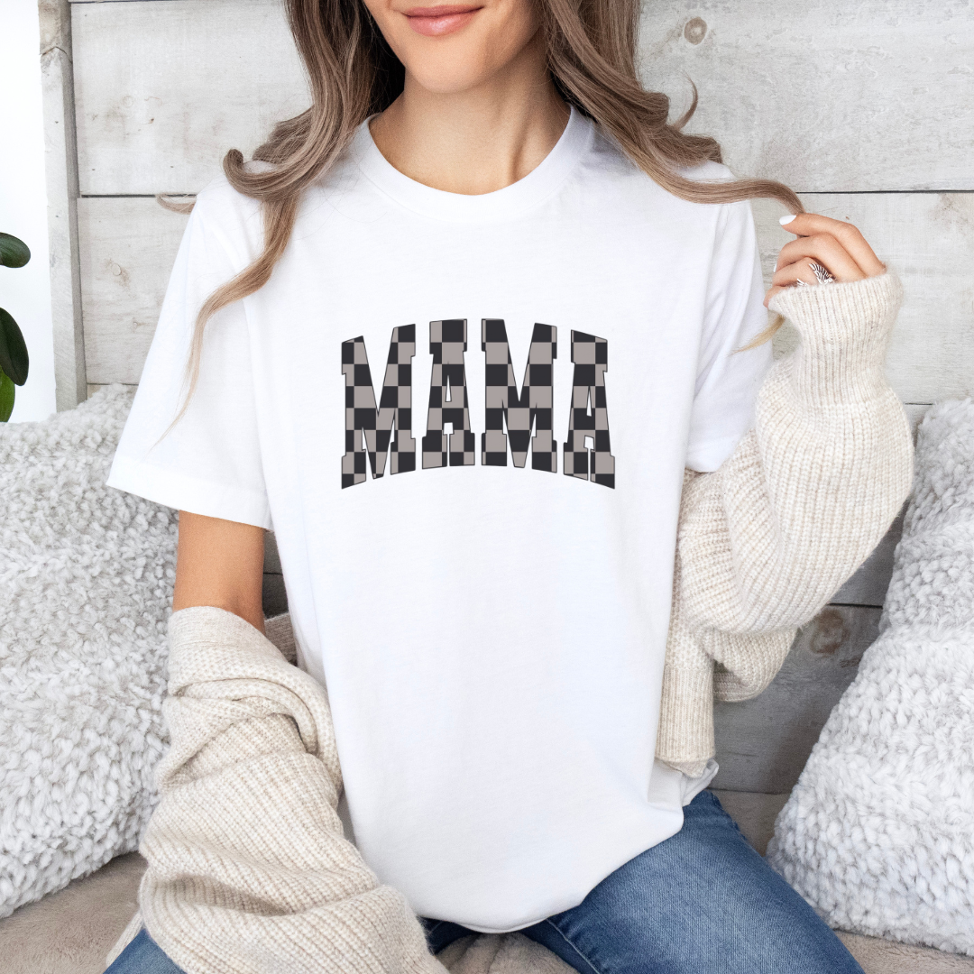 Retro Checkered  Mama T-shirt